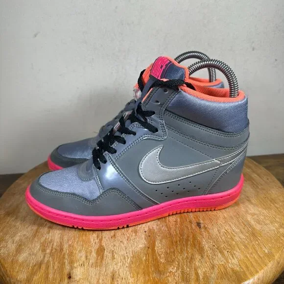 Nike Force Sky‎ High Top Hidden Wedge Women's Size 8 Gray Pink Shoes 629746-008